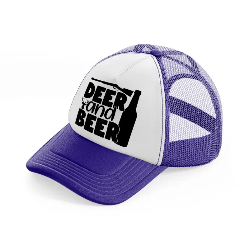 deer and beer-purple-trucker-hat