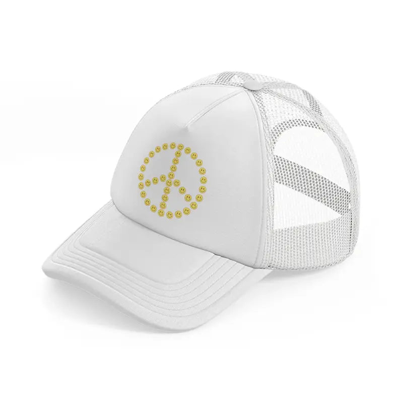 peace smiley face white trucker hat