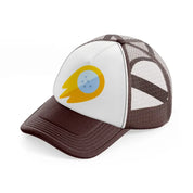 golden golf ball brown trucker hat