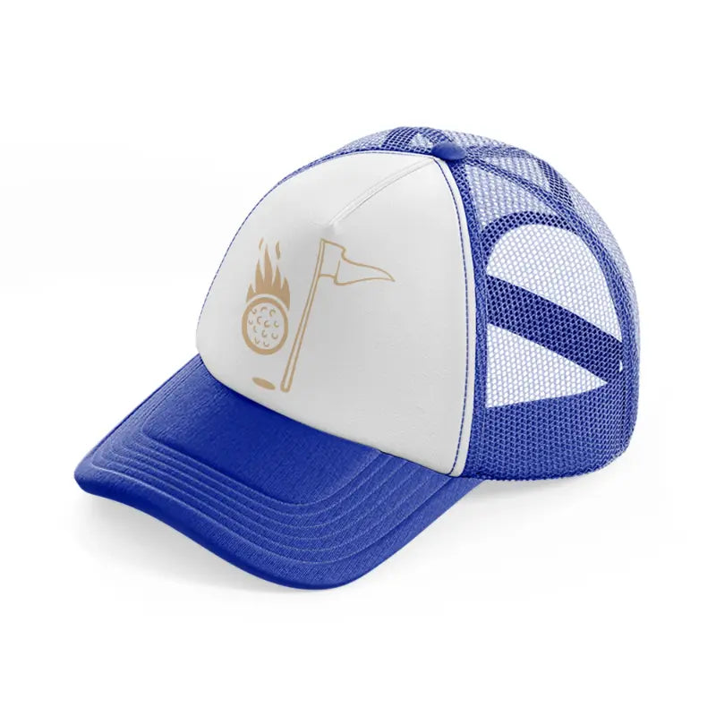 golf ball with flag-blue-and-white-trucker-hat