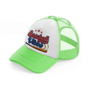 baseball vibes red-lime-green-trucker-hat