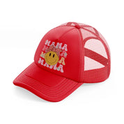 mama smiley-red-trucker-hat
