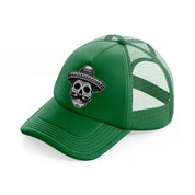 mexican skull head-green-trucker-hat