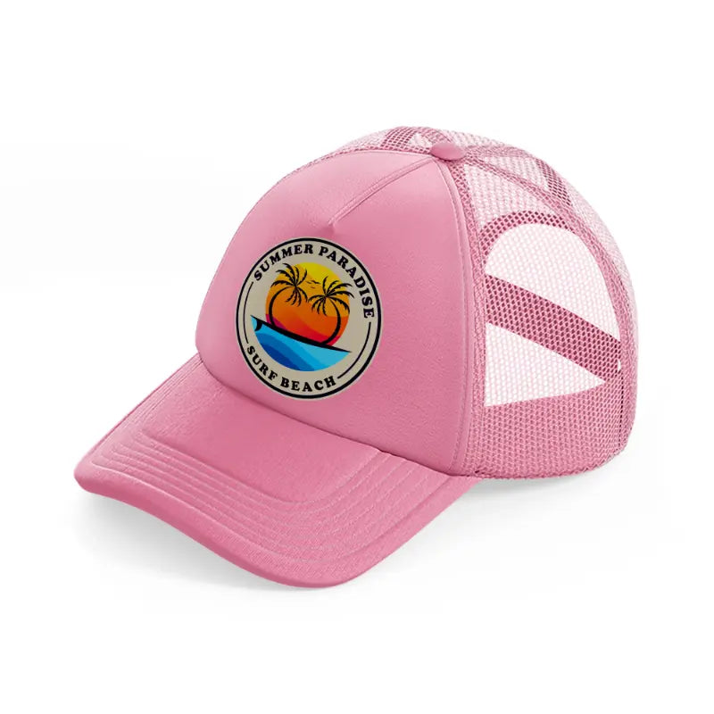 summer paradise surf beach pink trucker hat