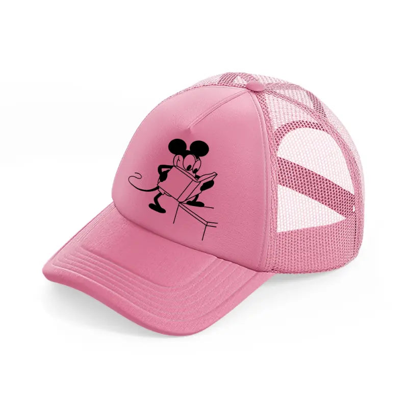 mickey book pink trucker hat