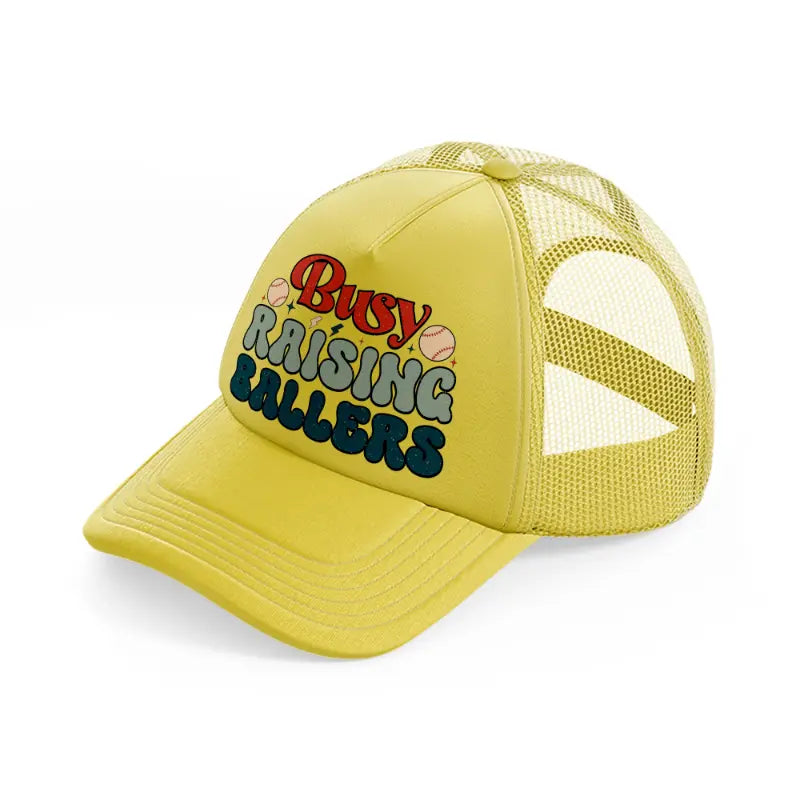 busy raising ballers gold trucker hat