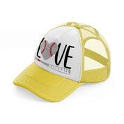 love baseball sticker yellow trucker hat