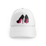 pair of stilettos white trucker hat