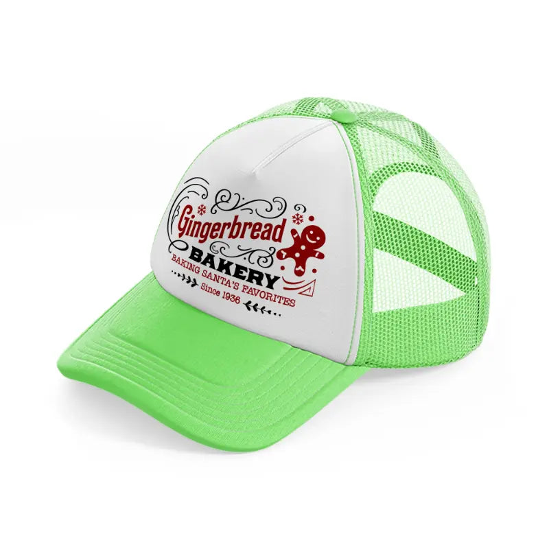 gingebread bakery baking santa's favorite-lime-green-trucker-hat