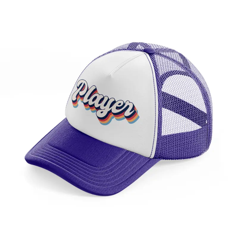 player purple trucker hat