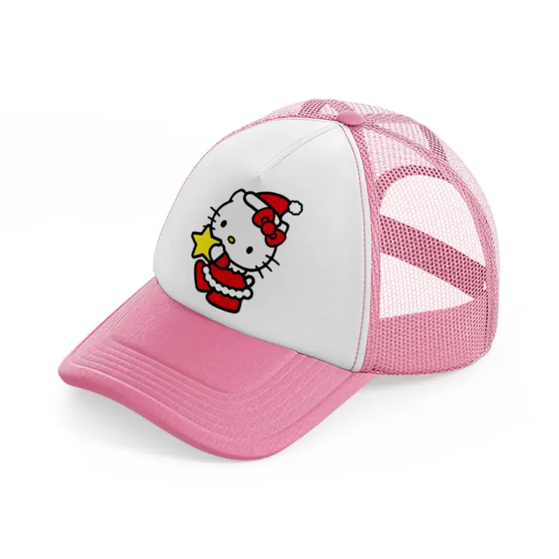 hello kitty santa-pink-and-white-trucker-hat
