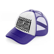 caution that girl jumps over everything-purple-trucker-hat