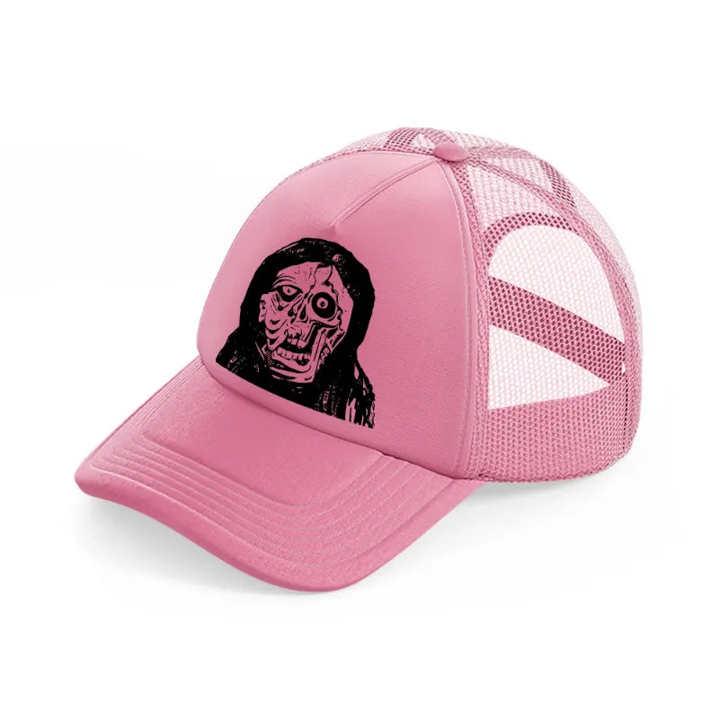 skull face-pink-trucker-hat