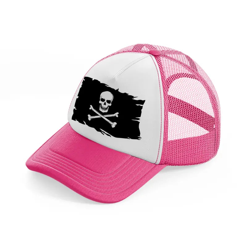 pirate flag-neon-pink-trucker-hat