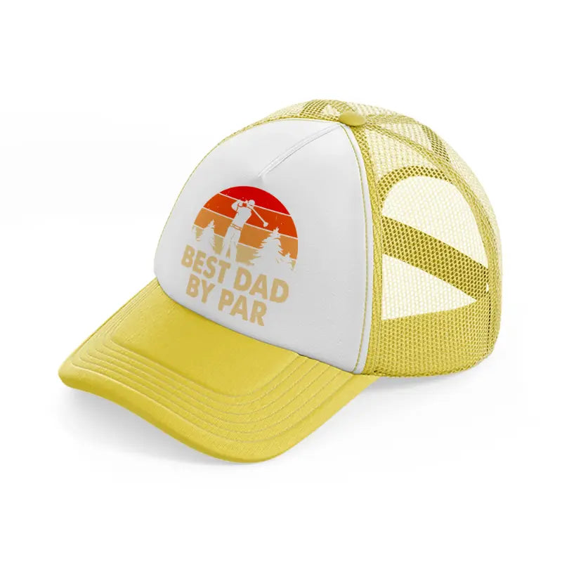 best dad by par orange-yellow-trucker-hat