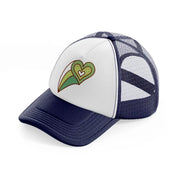 heart groovy navy blue and white trucker hat