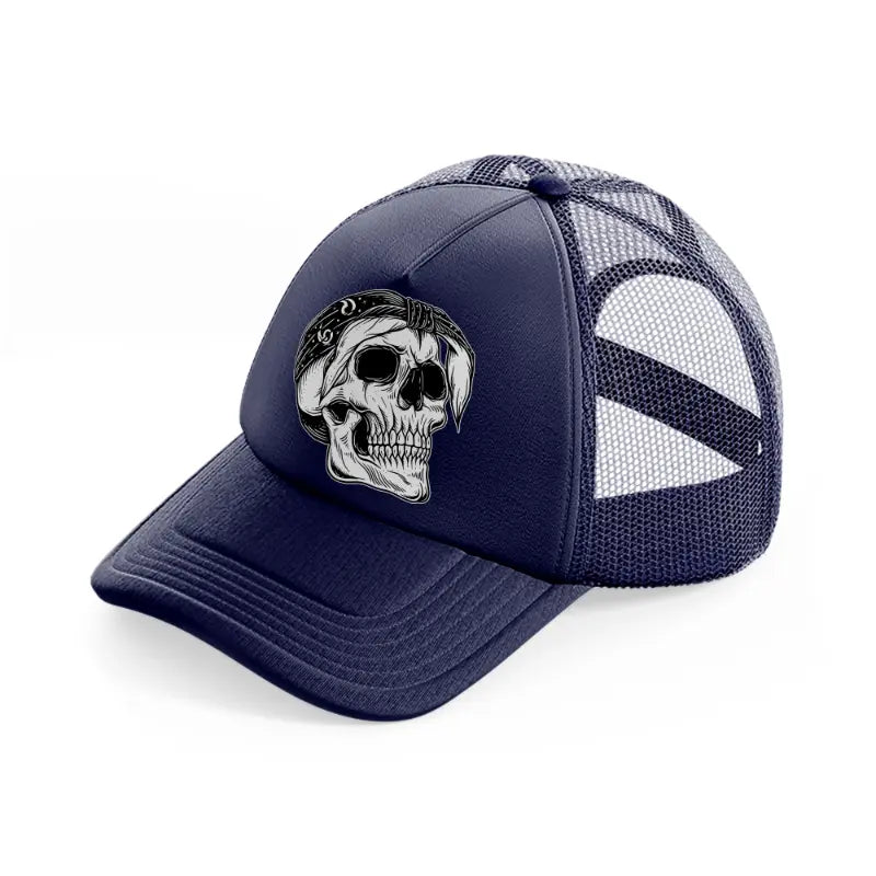 skull gangster-navy-blue-trucker-hat