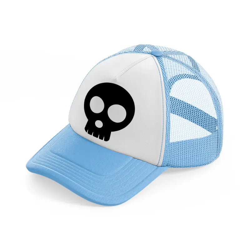 spooky skull black-sky-blue-trucker-hat