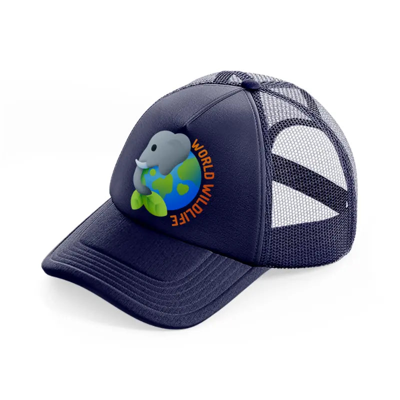 world wildlife day navy blue trucker hat