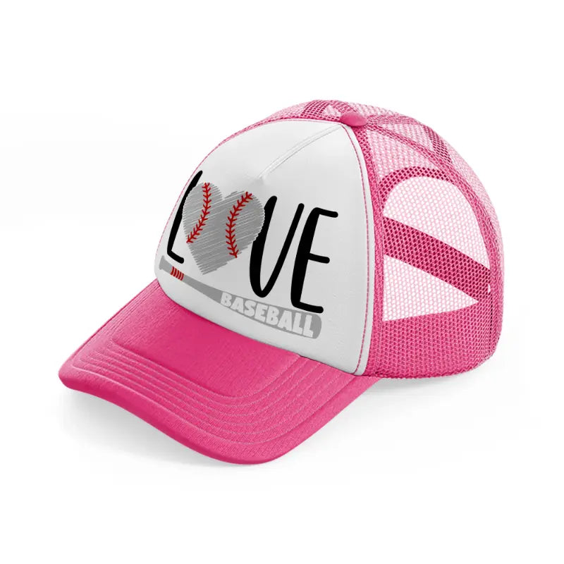 love baseball sticker neon pink trucker hat