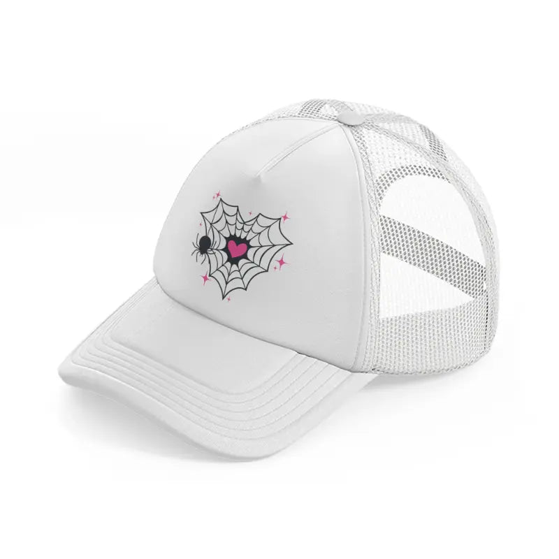 goth heart spider web-white-trucker-hat