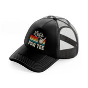 let's par tee retro black trucker hat