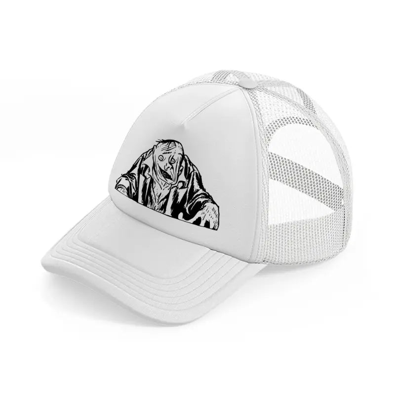 twisted face monster white trucker hat