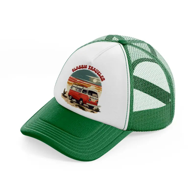 classic traveler-green-and-white-trucker-hat