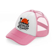 summer vibes-pink-and-white-trucker-hat