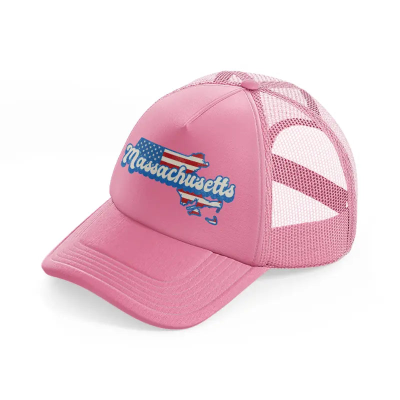 massachusetts flag-pink-trucker-hat