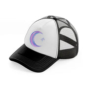 crescent moon with star-black-and-white-trucker-hat