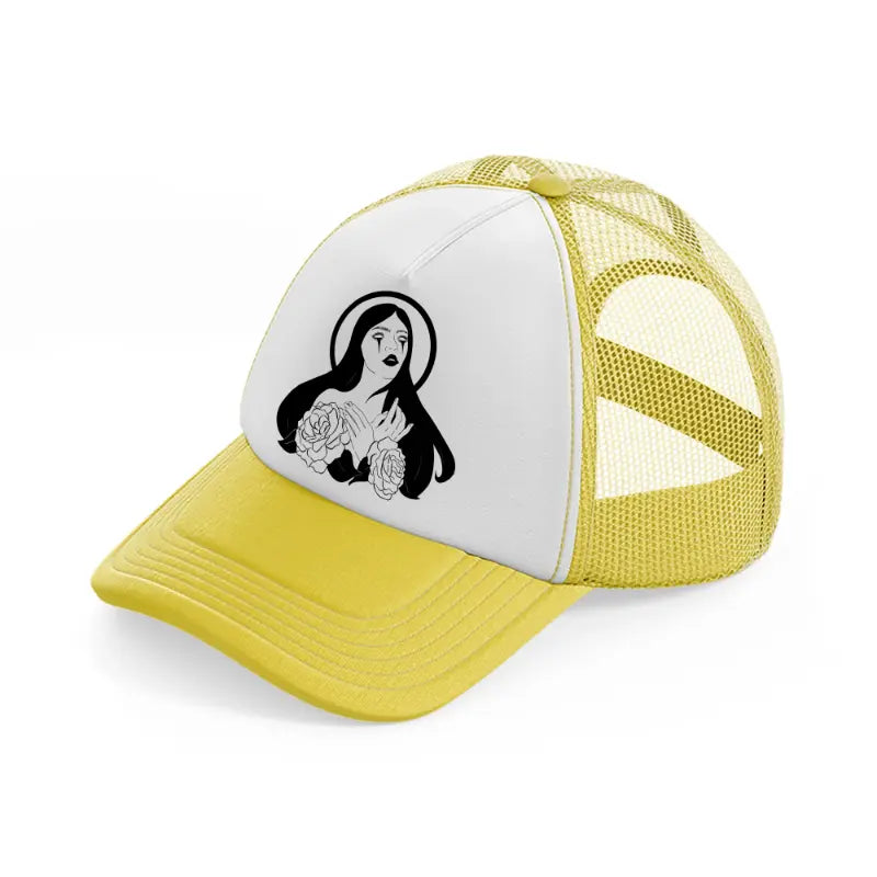 goth wichhy woman-yellow-trucker-hat