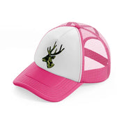 camo deer face-neon-pink-trucker-hat