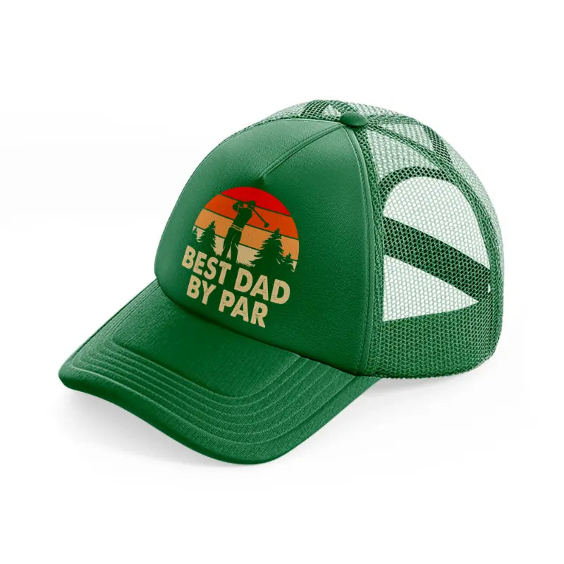 best dad by par orange-green-trucker-hat