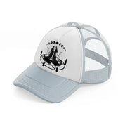 witch on pentagram-grey-trucker-hat