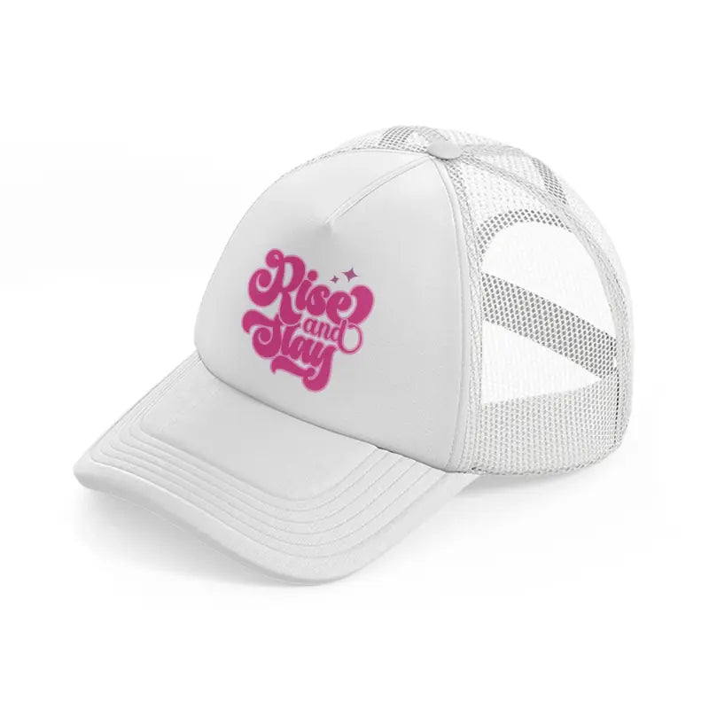 rise and slay-white-trucker-hat