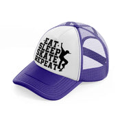 eat sleep skate repeat-purple-trucker-hat
