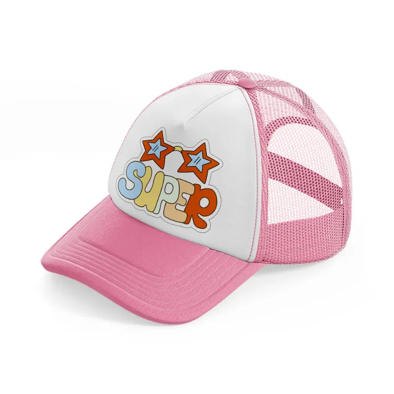 groovysticker 09 pink and white trucker hat