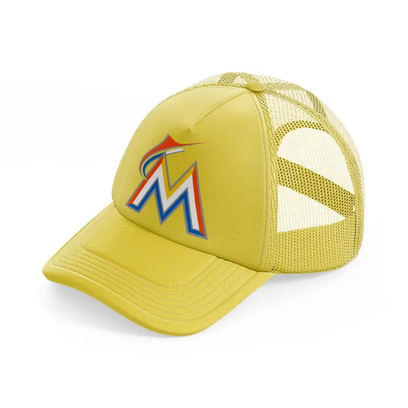 miami marlins emblem-gold-trucker-hat