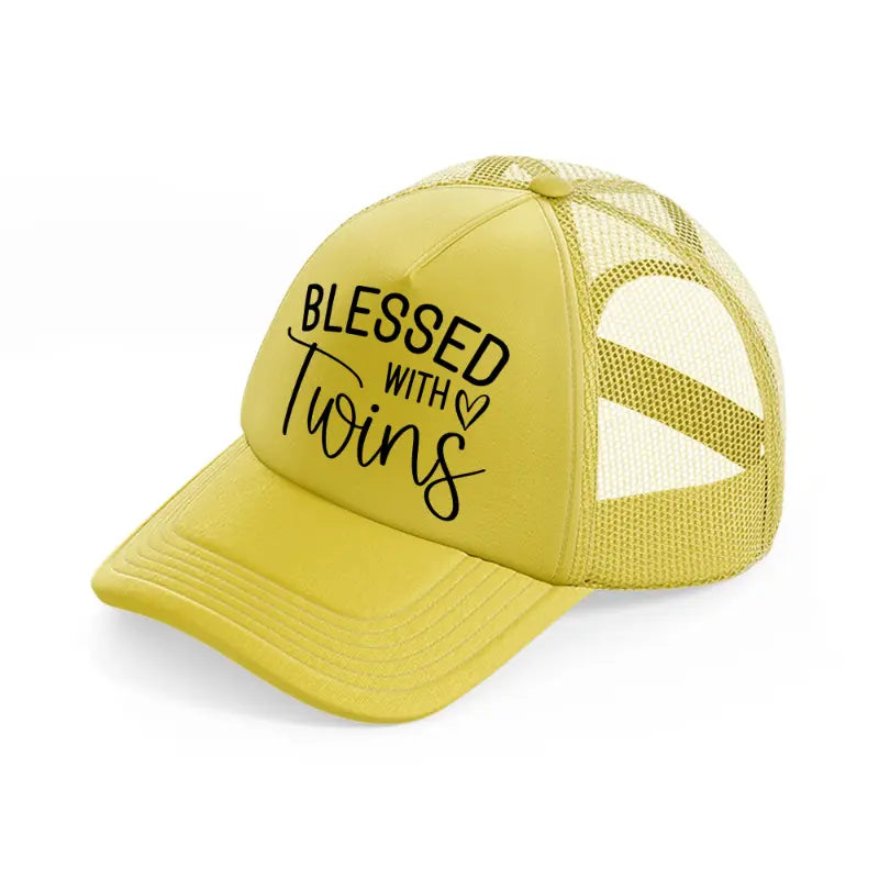 blessed with twins-gold-trucker-hat