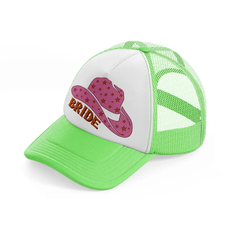 retro cowgirl hat bride-lime-green-trucker-hat