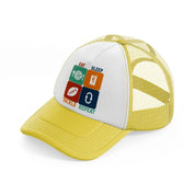 eat sleep tackle repeat-yellow-trucker-hat