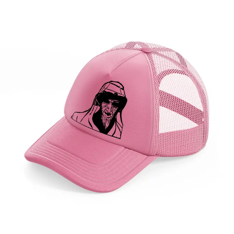 scary old man-pink-trucker-hat