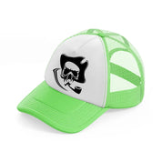 skull is piping lime green trucker hat