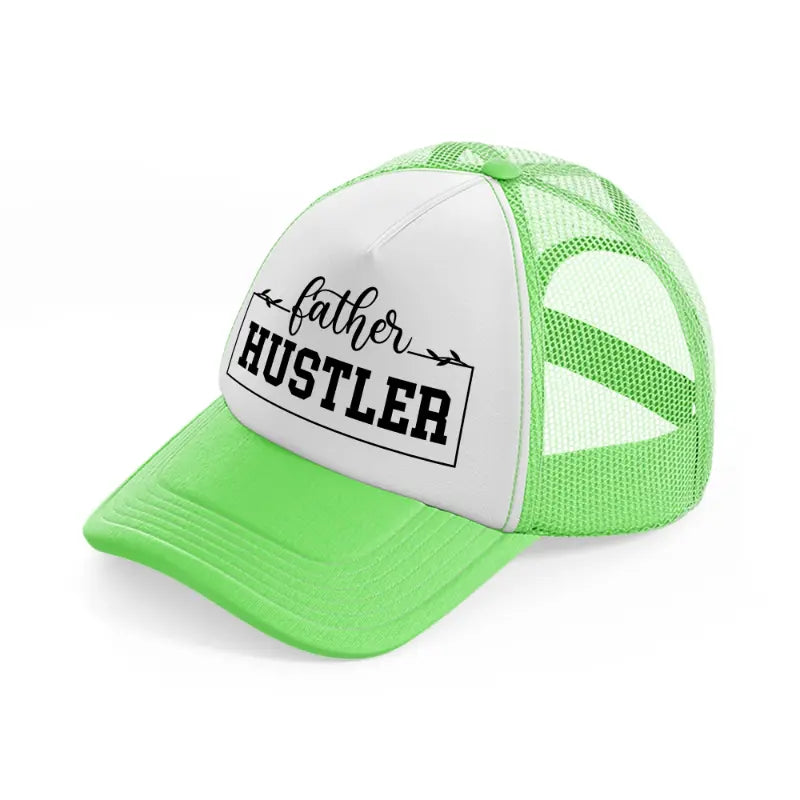 father hustler b&w-lime-green-trucker-hat