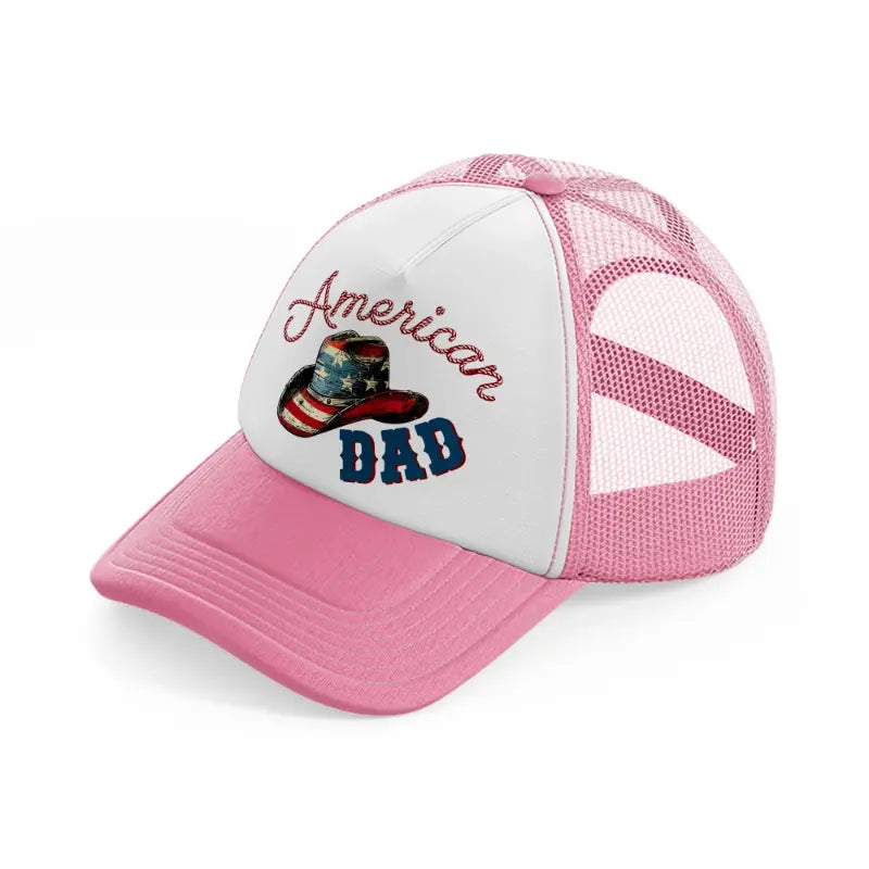 rustic american dad-pink-and-white-trucker-hat