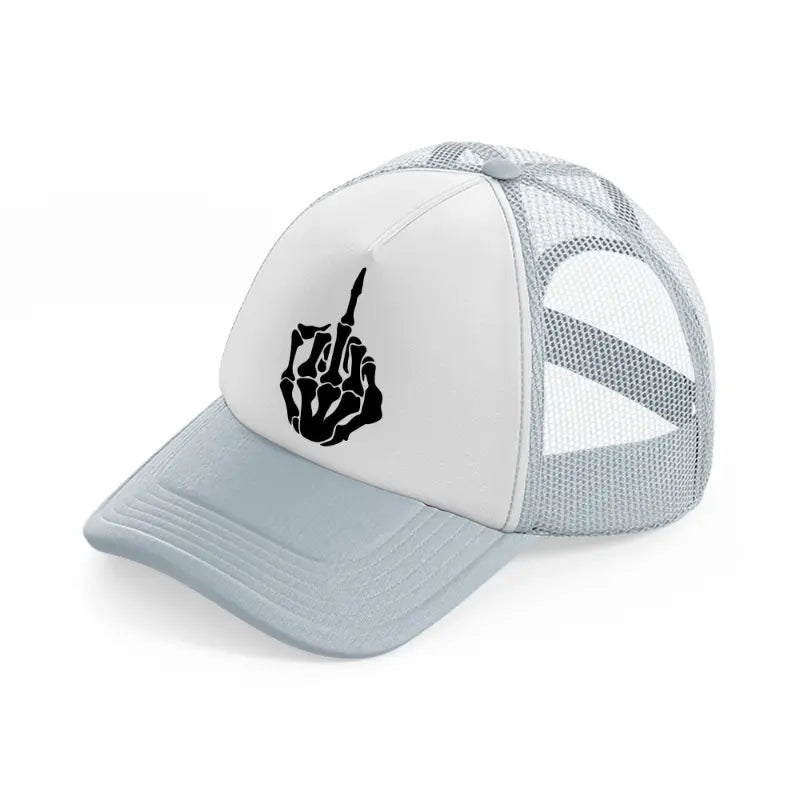 skeleton middle finger-grey-trucker-hat