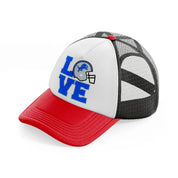 love detroit lions-red-and-black-trucker-hat
