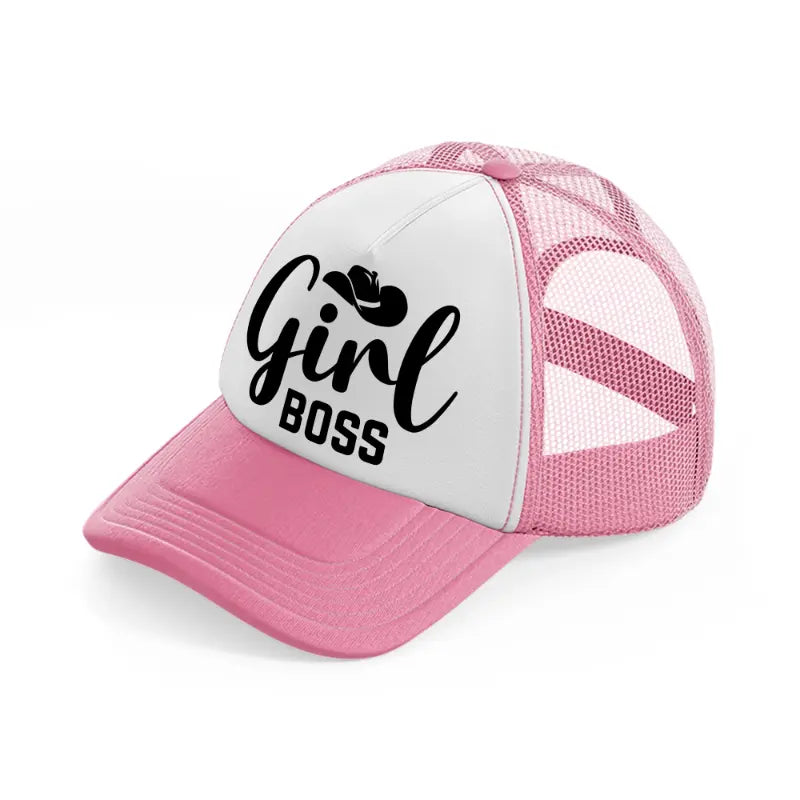 girl boss-pink-and-white-trucker-hat