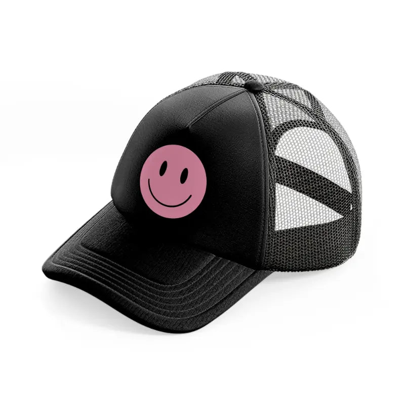 happy face black trucker hat